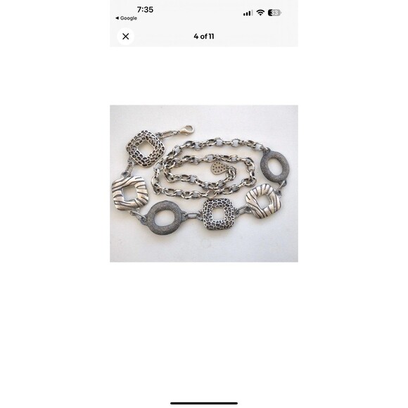 Vintage Silver Tone Animal‎ Print Women's Chain Belt Adj. 17"-40” - Picture 3 of 8